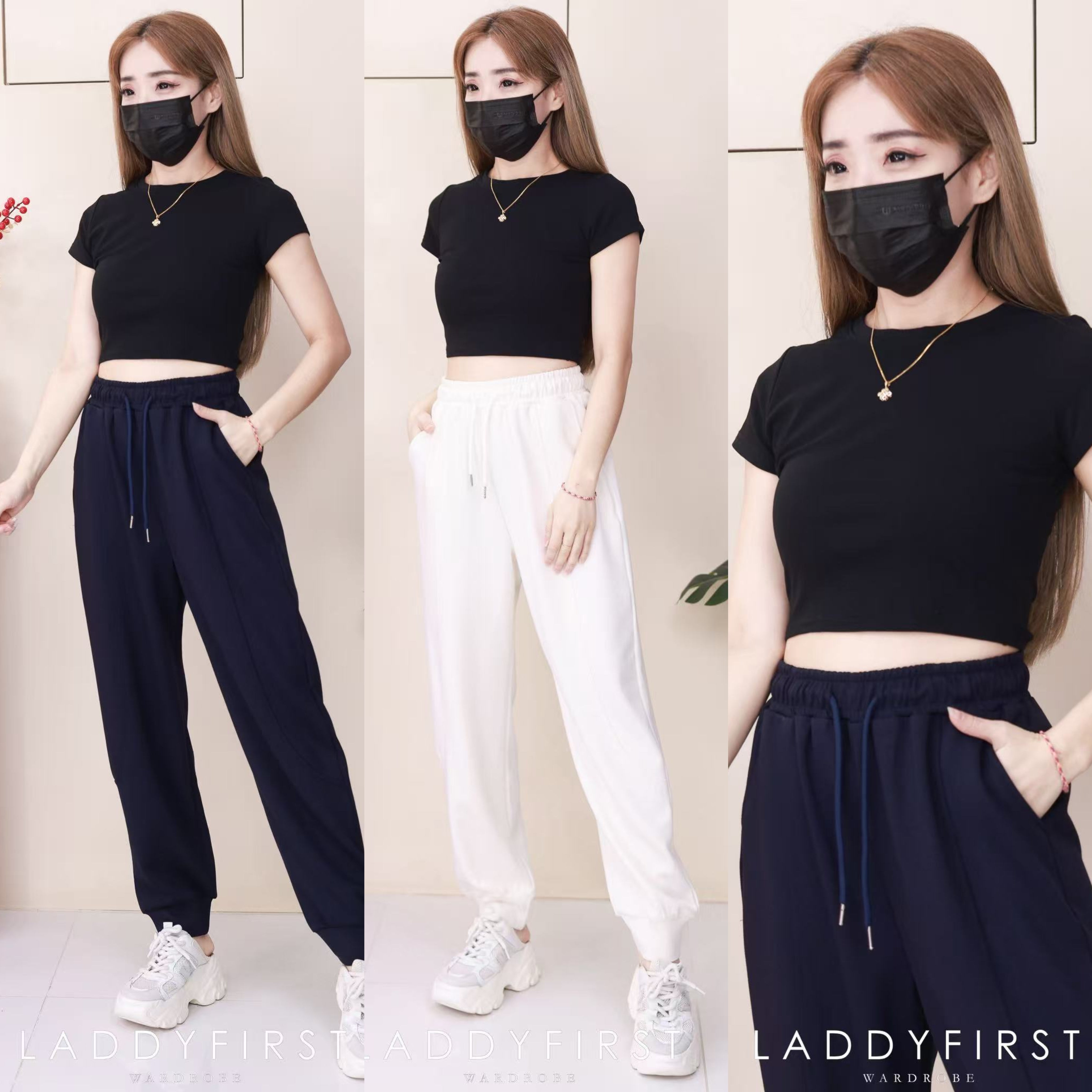 【L1192-1】⚡补货预订款⚡高品质空气棉松紧腰弹力运动休闲长裤，有口袋 ❤️❤️