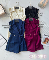 【D98961】高品质气质女神款翻领西装连身裤裙，有口袋 ❤❤【C-R1-C1】