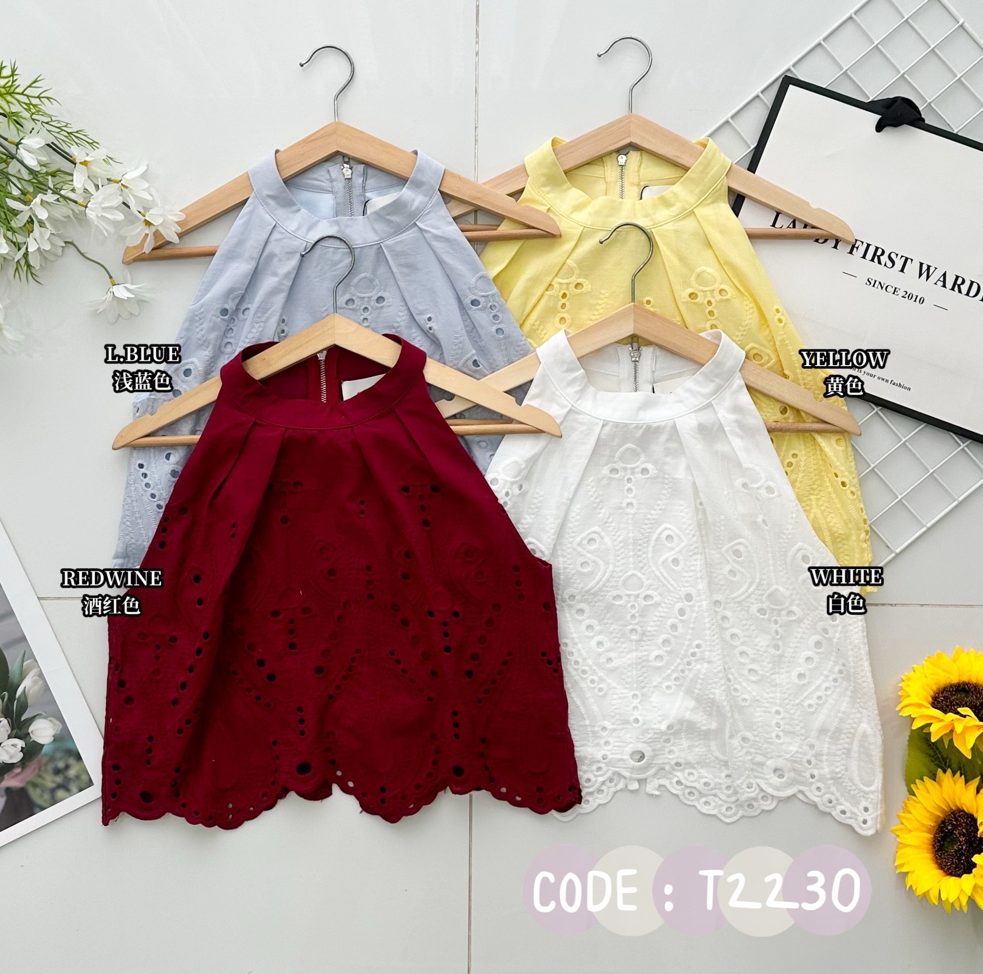 【T2230-1】⚡补货预订款⚡高品质仙气温柔风CUT IN桐花上衣 ❤❤