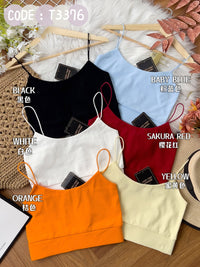 【T33761】独家爆款简约百搭系款肩带无袖前双后单纯棉内搭上衣 ❤❤ 【A-R2-C1】