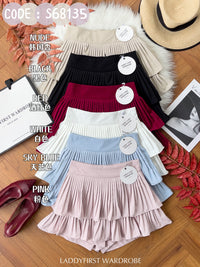 【S68135】【LFW独家小圆饼】【直播间搭配】双层蛋糕百褶荷叶边高腰显瘦西装裙子，内层防走光短裤 ❤️❤️ 【C-R3-C5】