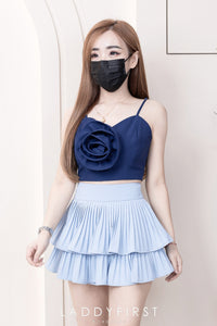 【S68135】【LFW独家小圆饼】【直播间搭配】双层蛋糕百褶荷叶边高腰显瘦西装裙子，内层防走光短裤 ❤️❤️ 【C-R3-C5】