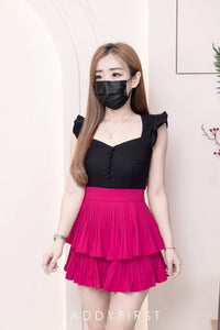 【S68114】【独家小圆饼】双层蛋糕百褶荷叶边高腰显瘦西装裙子，内层里布短裤【B-R1-C2】