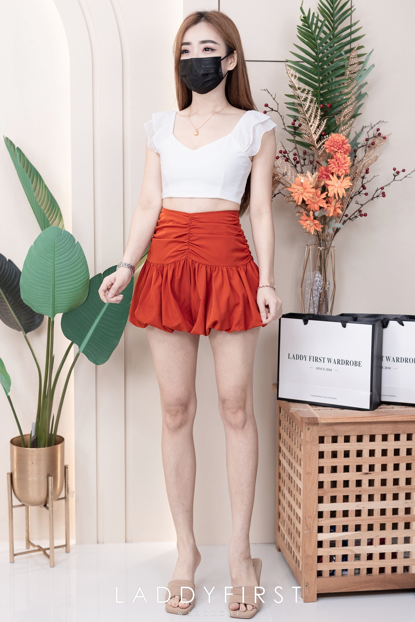 【S3362】【网站福利款✨】独家爆款收腰显瘦皱褶雪纺灯笼高腰短裤 ❤️❤️【A-R3-C2】