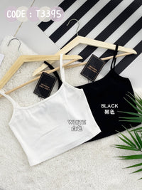 【T3395】独家爆款方领无袖肩带纯棉弹力内搭上衣 ❤❤ 【B-R2-C1】