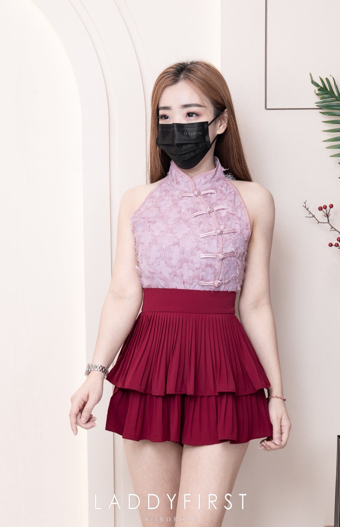 【S68135】【LFW独家小圆饼】【直播间搭配】双层蛋糕百褶荷叶边高腰显瘦西装裙子，内层防走光短裤 ❤️❤️
