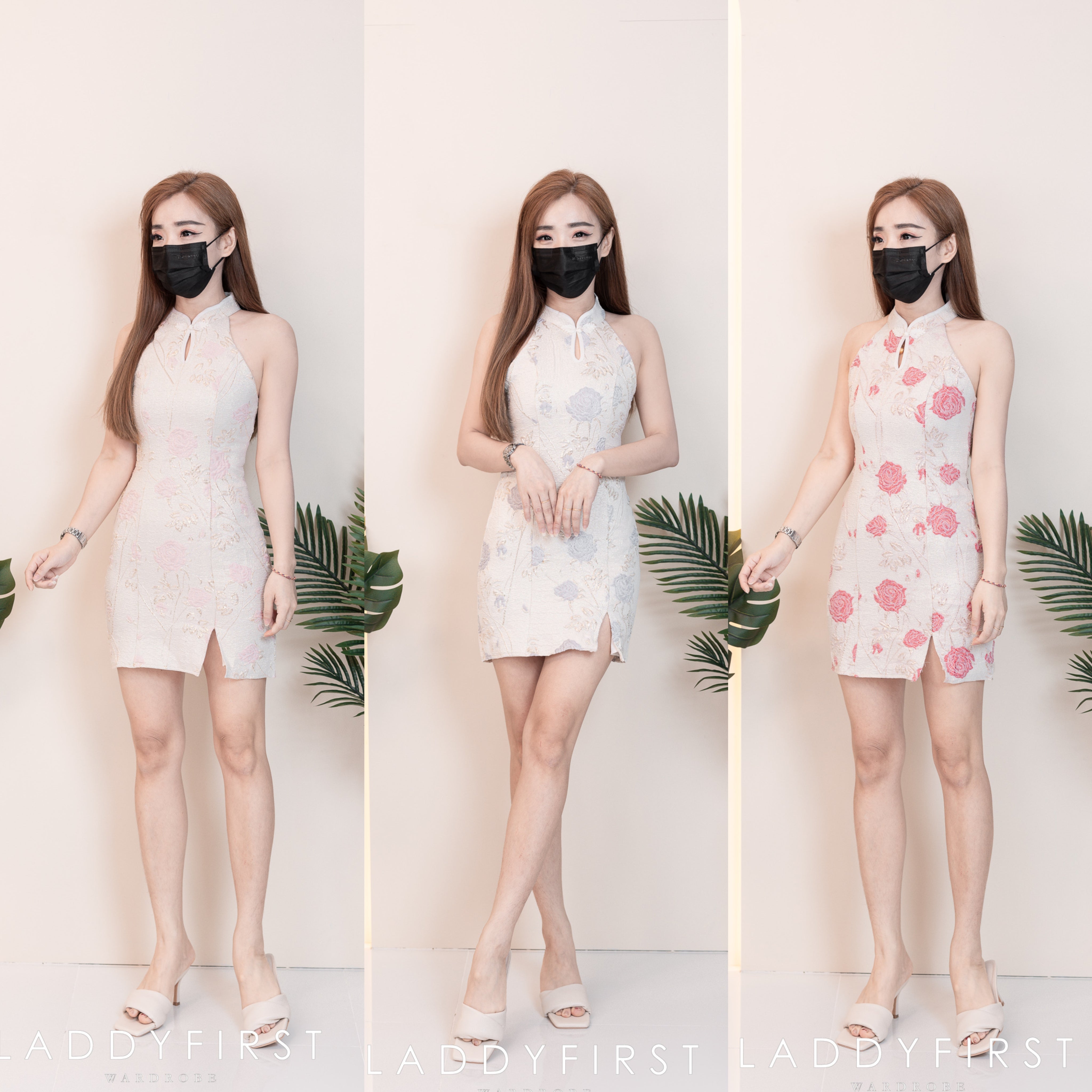 【D97043】CUT IN高档提花连身裙子