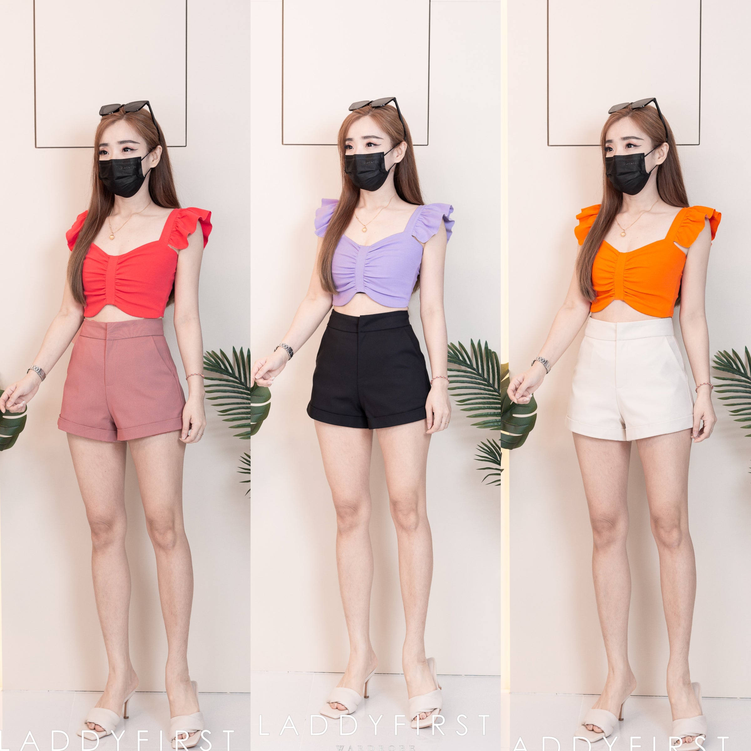 【T3373】独家爆款无袖荷叶边皱褶设计纯棉百搭时装上衣 ❤❤ 【C-R3-C4】