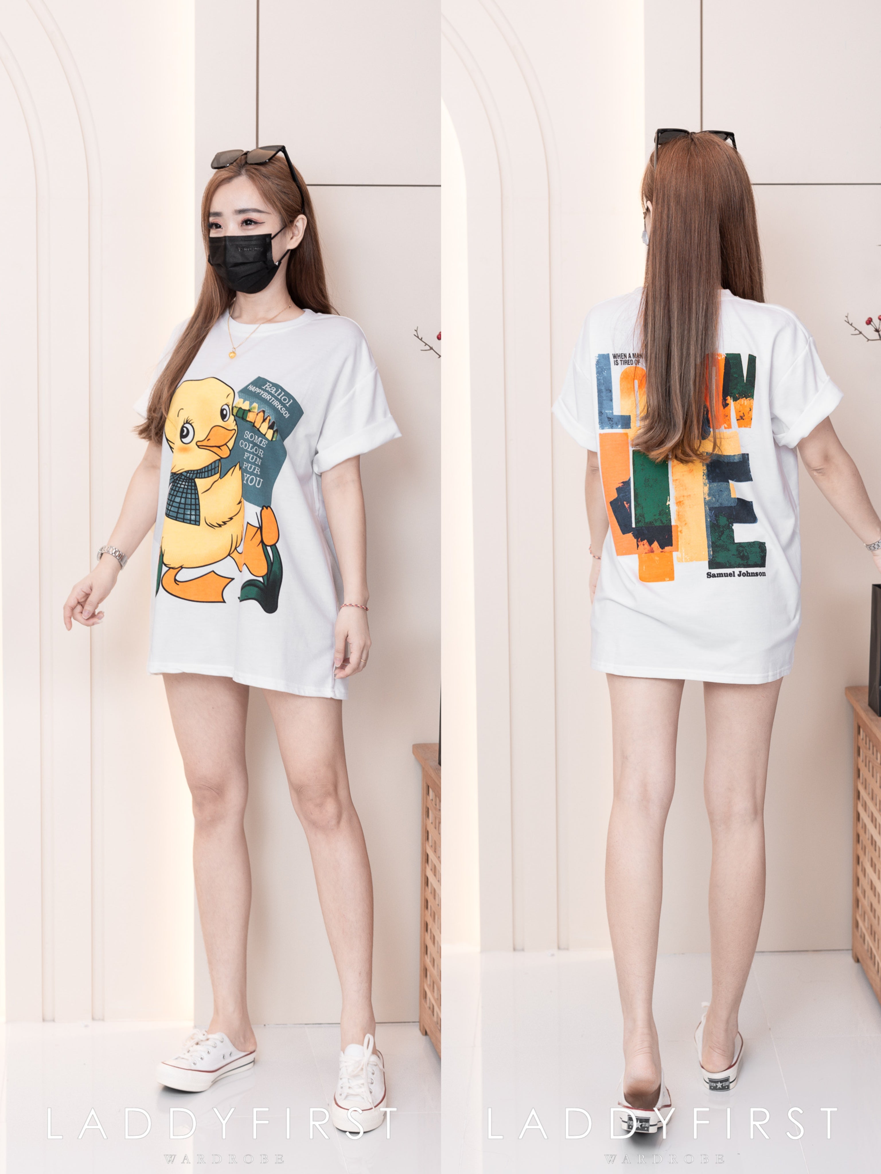 【O30010】小黄鸭印图宽松休闲 Oversized Tee ❤❤