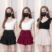 【S3362】【网站福利款✨】独家爆款收腰显瘦皱褶雪纺灯笼高腰短裤 ❤️❤️【A-R3-C2】