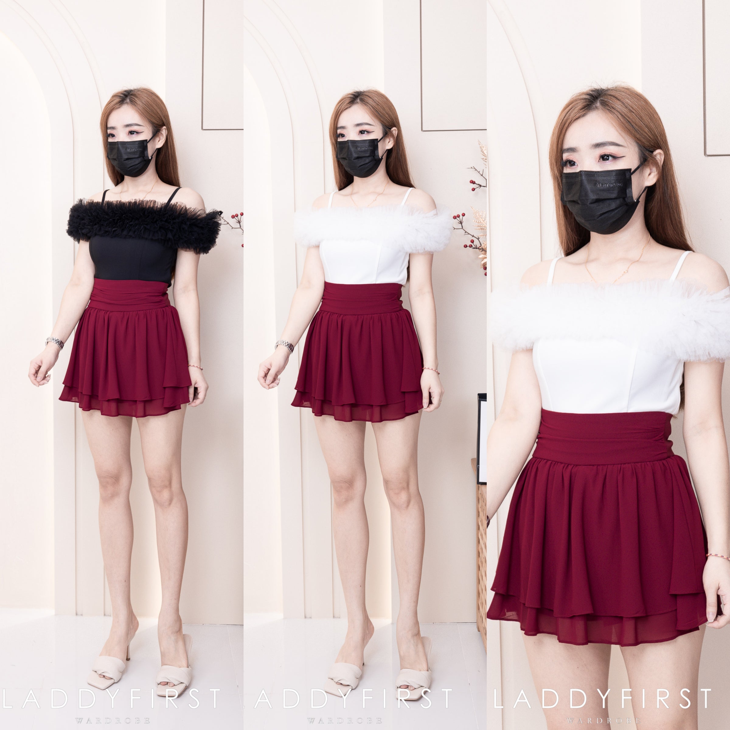 【S681131】‼️爆单王再次到货‼️【独家小圆饼】高质量西装拼雪纺蓬蓬高腰裙子【A-R3-C4】