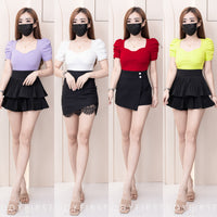 【T3370】抽褶短袖设计皱纯棉弹力百搭上衣 ❤️❤️ 【A-R2-C2】