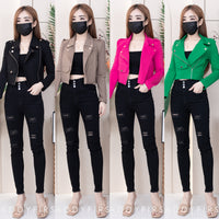 【JK150682】独家爆款气质罗马弹力长袖百搭外套