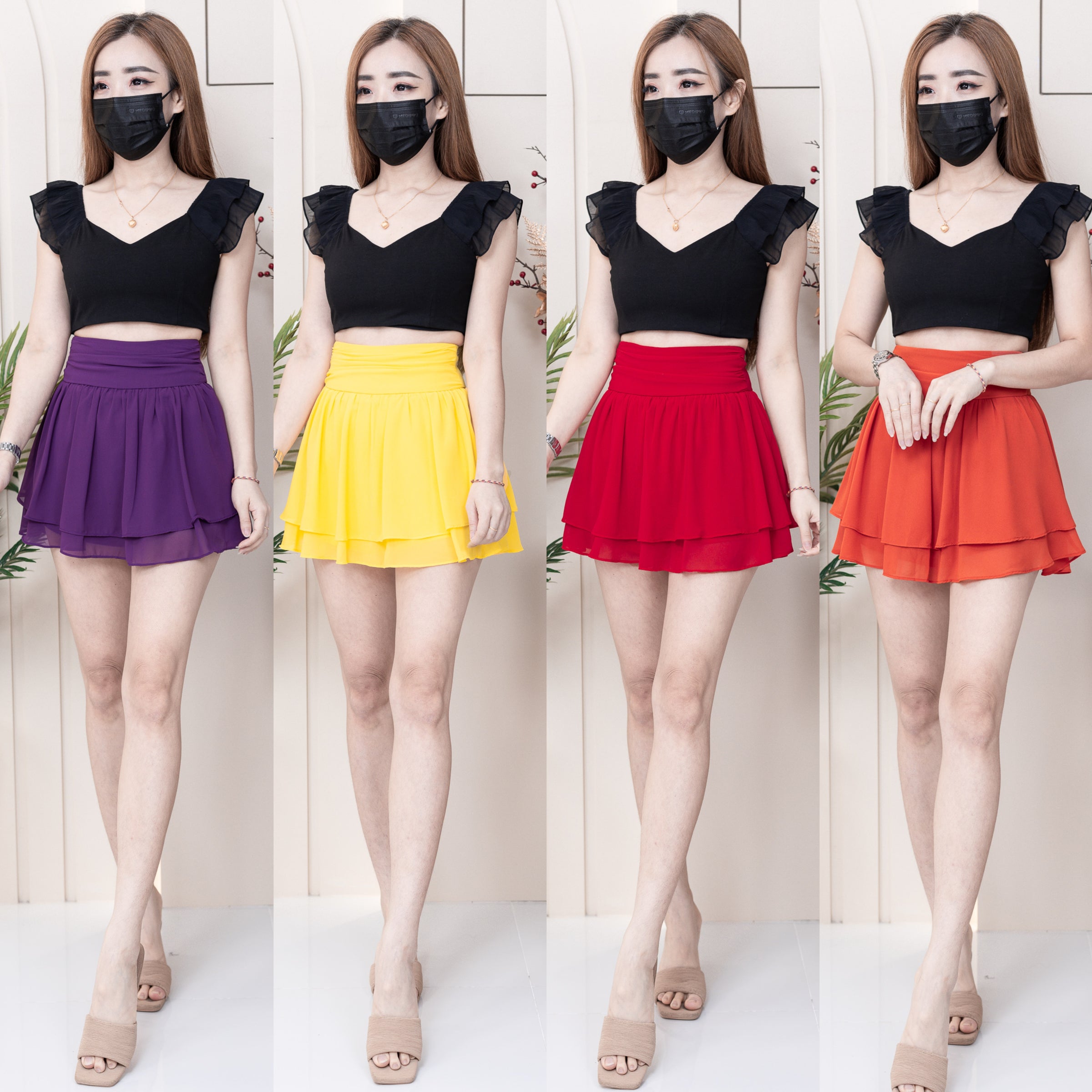 【S681131】‼️爆单王再次到货‼️【独家小圆饼】高质量西装拼雪纺蓬蓬高腰裙子【A-R3-C4】