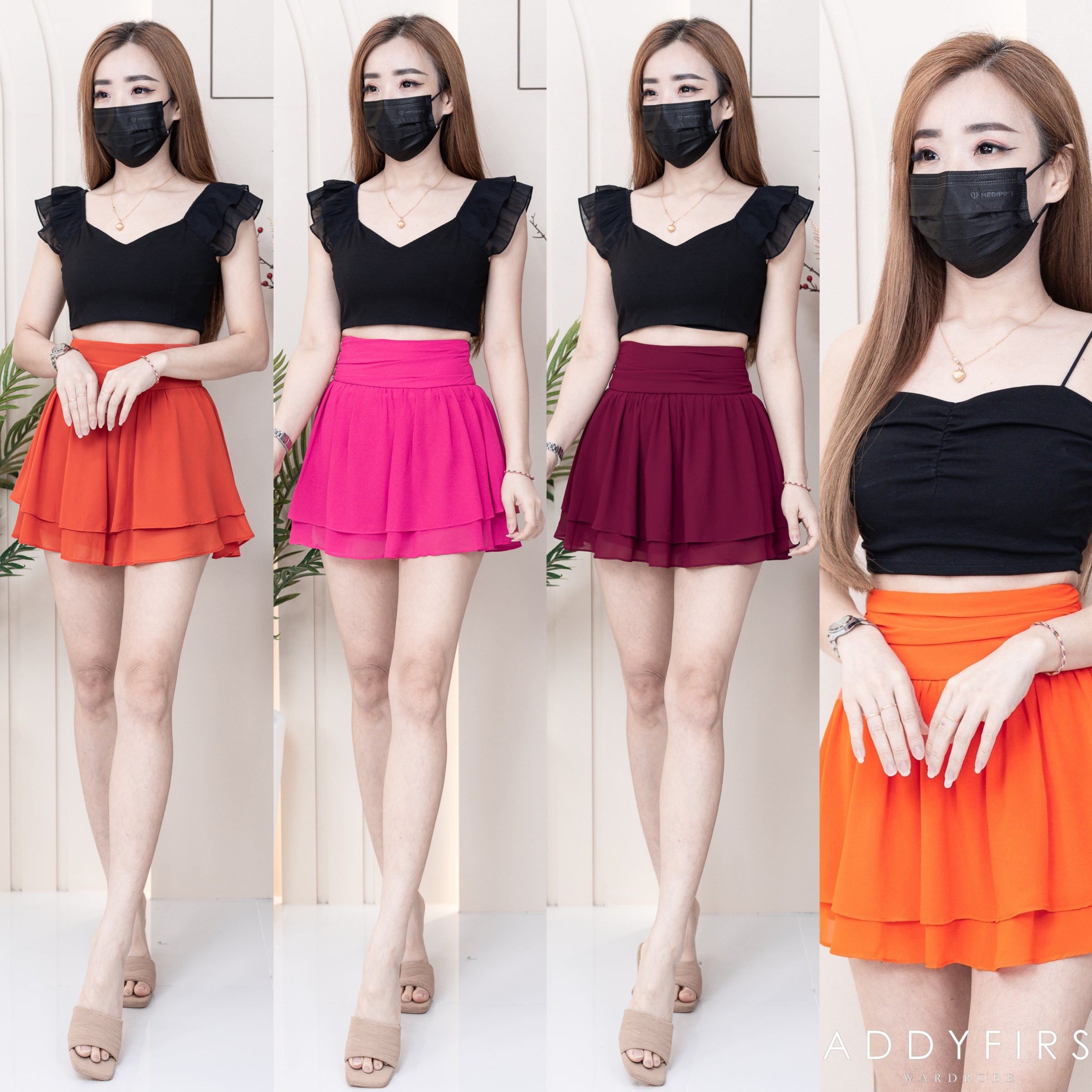 【S681131】‼️爆单王再次到货‼️【独家小圆饼】高质量西装拼雪纺蓬蓬高腰裙子【A-R3-C4】