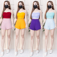 【T3398】V领小皱褶设计细带无袖纯棉弹力内搭上衣 ❤❤ 【B-R2-C4】