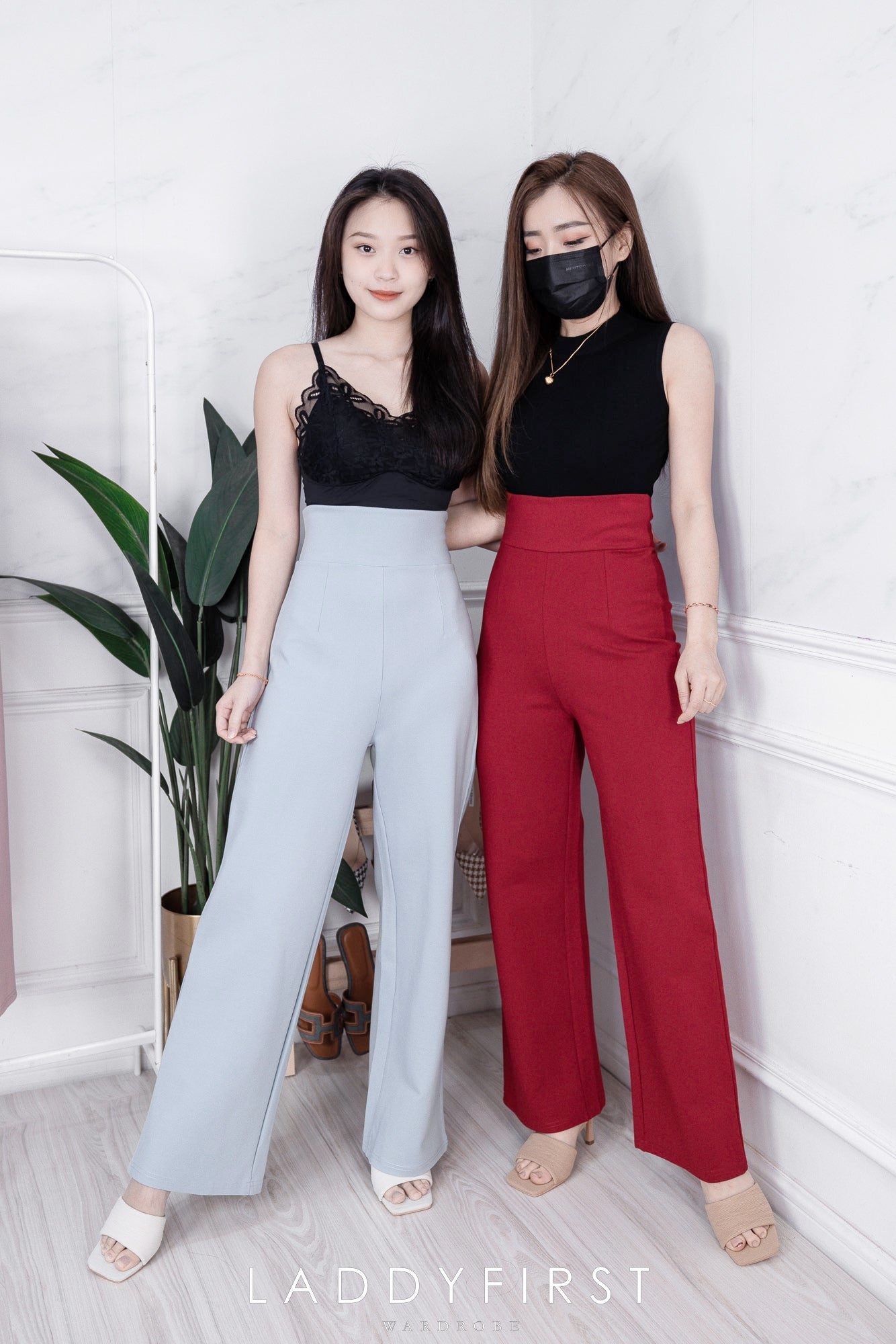 【L002】独家爆款罗马弹力高腰阔脚百搭长裤【A-R1-C1】