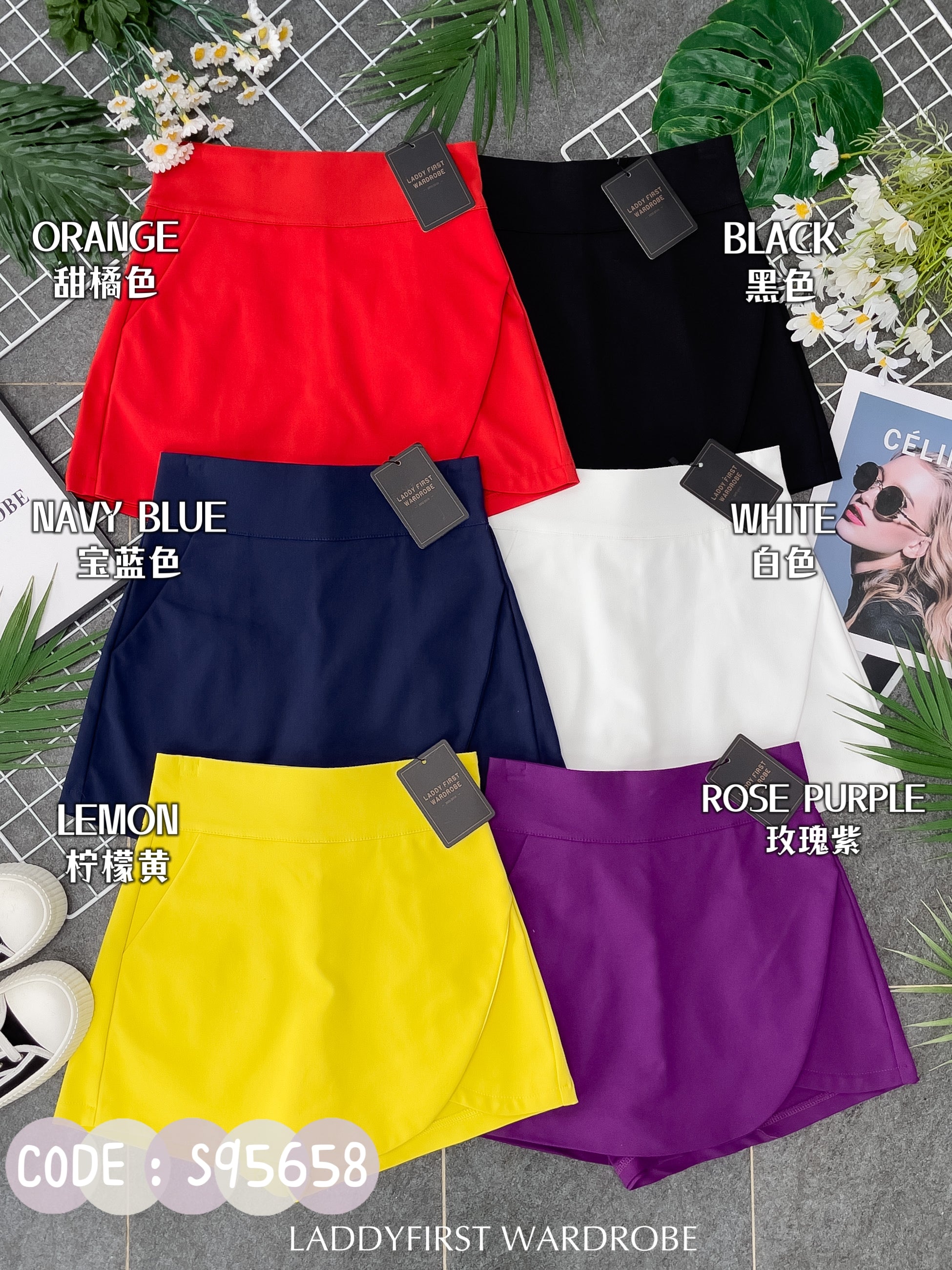 【S95658】【网站福利款✨】不规则西装高腰百搭裤裙，前裙后裤有口袋 【A-R1-C5】