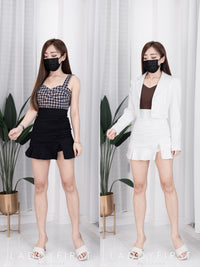 【S7644】独家爆款西装荷叶摆高腰裙子，内有里裤 #百搭必备【B-R1-C1】