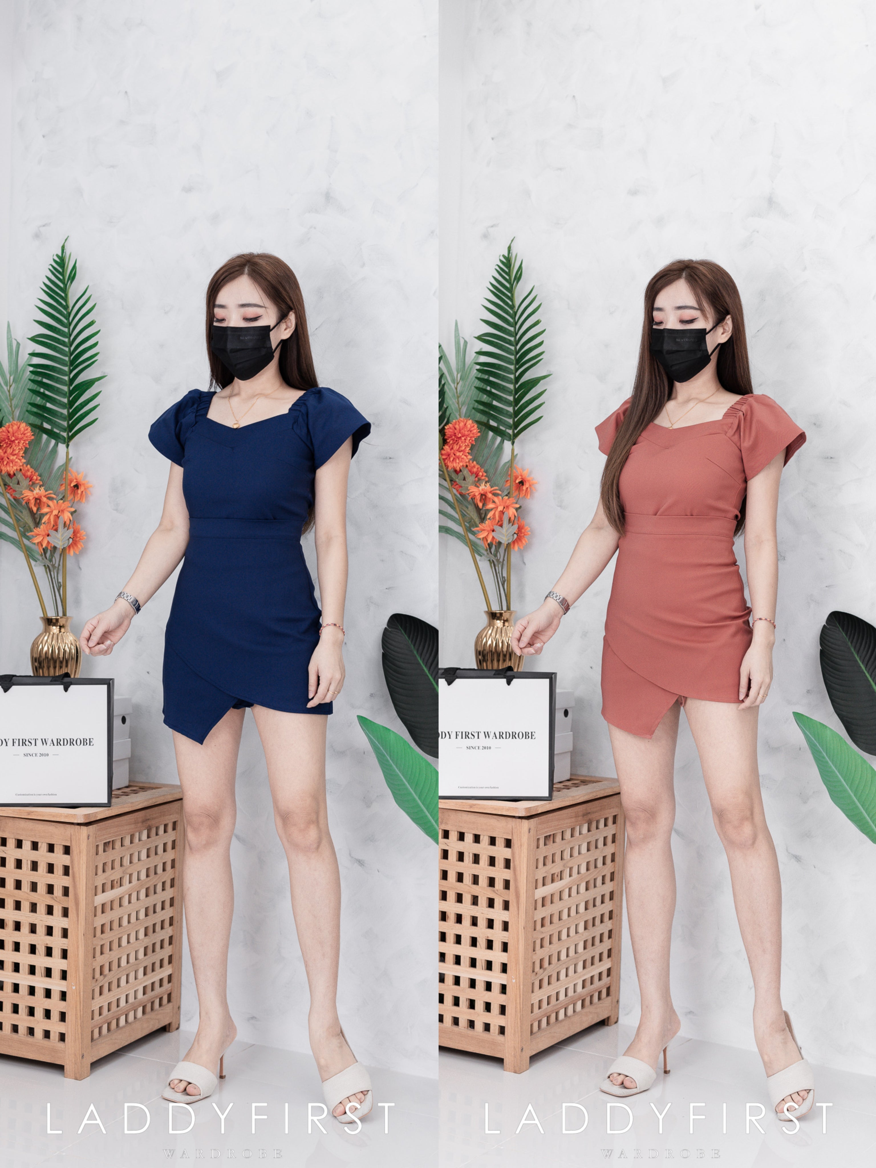 【SS95620】两件式西装时装套装 西装时装上衣➕不规则西装高腰裙子，内有里布