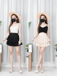 【T3358】V领小皱褶设计细带无袖纯棉弹力内搭上衣 ❤❤【A-R2-C2】