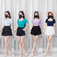 【T3338】独家爆款 ‼️方领短袖纯棉弹力百搭必备上衣【A-R1-C3】