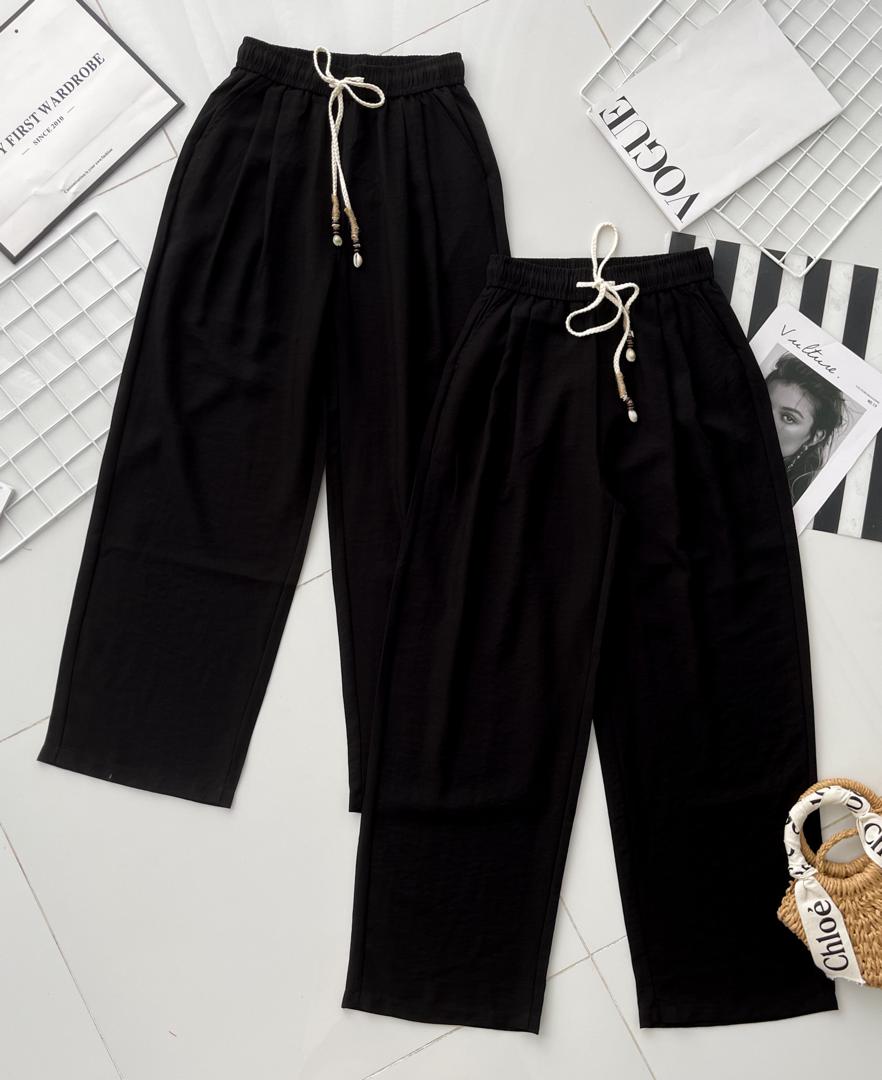 【L5519】高品质松紧腰弹力西装垂感阔脚高腰百搭长裤，有口袋 ❤️❤️ 【A-R1-C1】