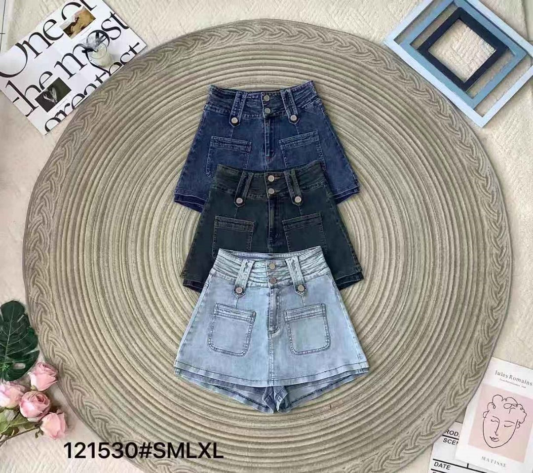 【S121530】高品质洗水牛仔前后裙子高腰百搭裤裙，有口袋 ❤️❤️
