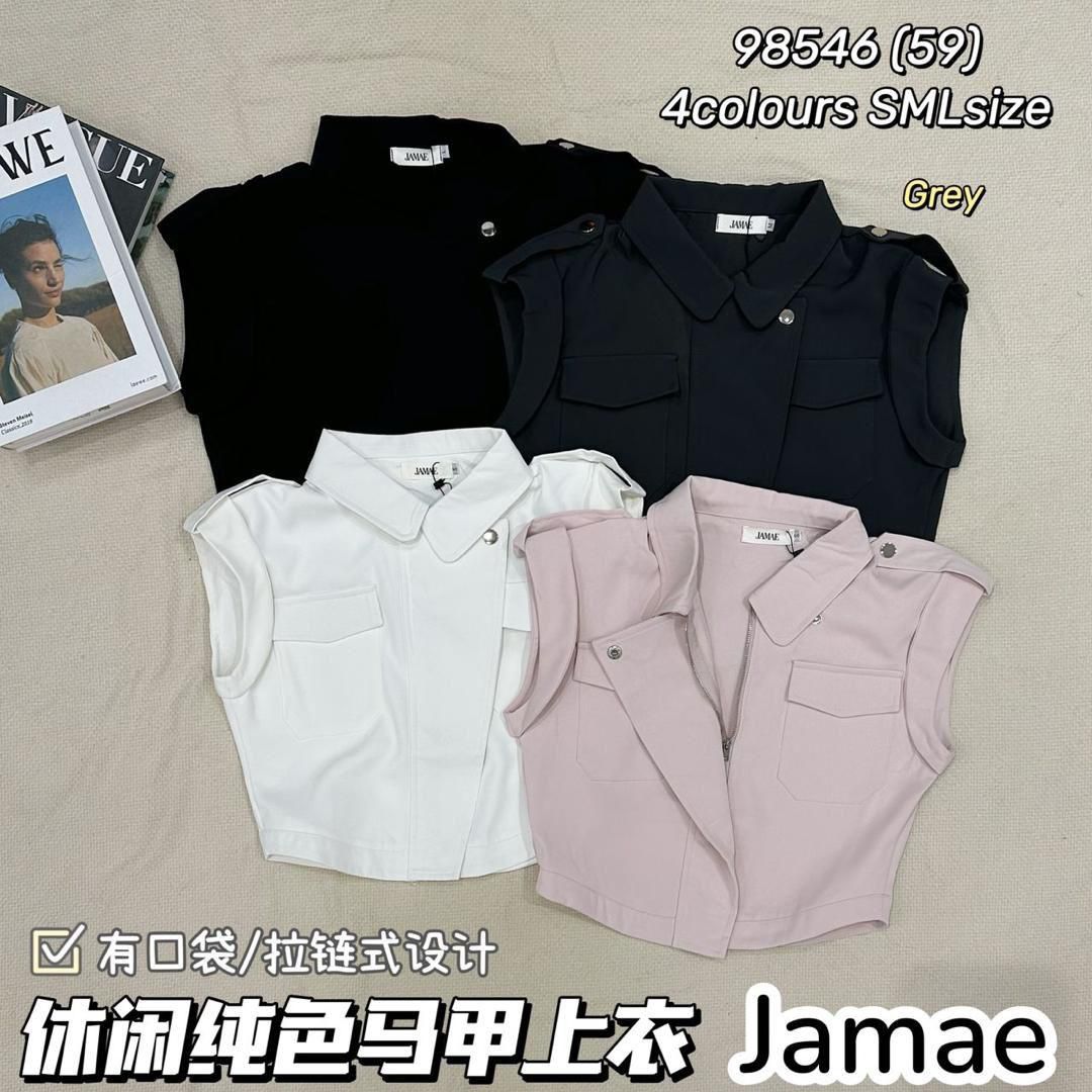 【T98546】高品质翻领西装马甲式气质休闲百搭上衣 ❤❤