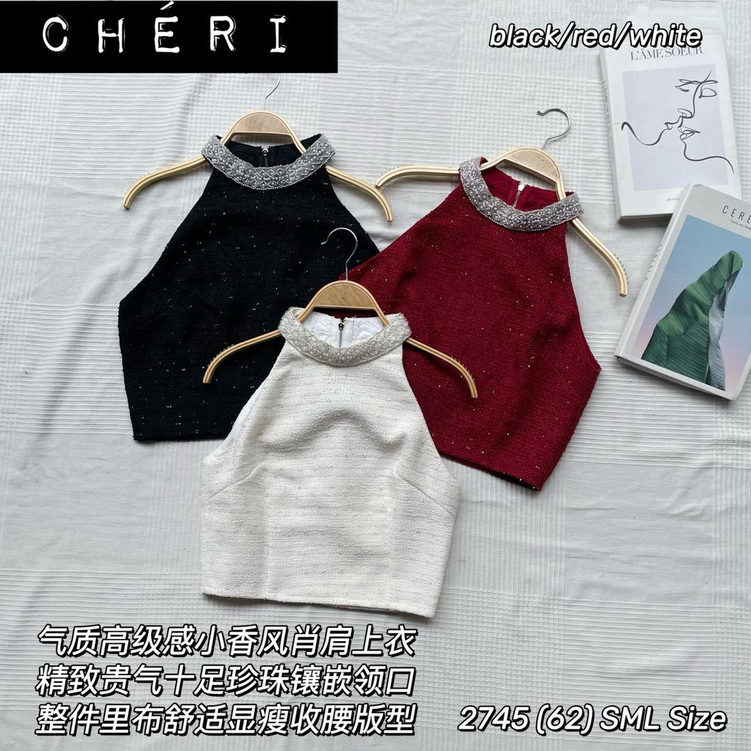 【T2745】高品质精致串珠小香风无袖上衣 ❤❤