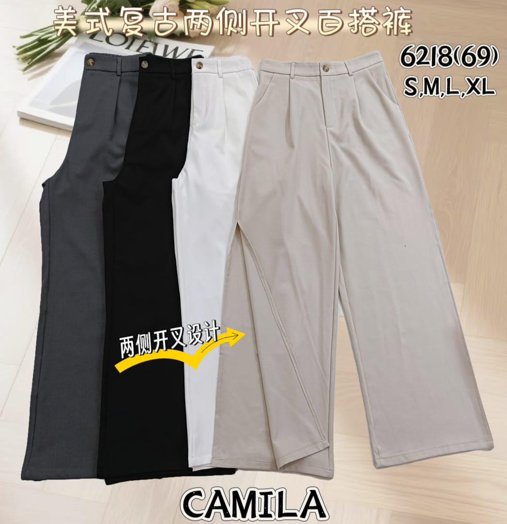 【L6218 / 16996】高品质复古西装两侧开叉设计阔脚高腰百搭长裤，有口袋 ❤️❤️