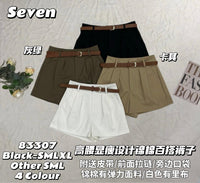 【S83307】高品质高腰西装锦棉百搭短裤搭配皮革腰带 ❤️❤️