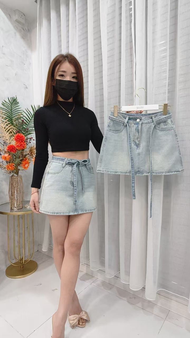 【S80006】高品质百搭弹力牛仔裙子，前后裙内有里裤，有口袋 ❤️❤️ #搭配牛仔腰带✔️