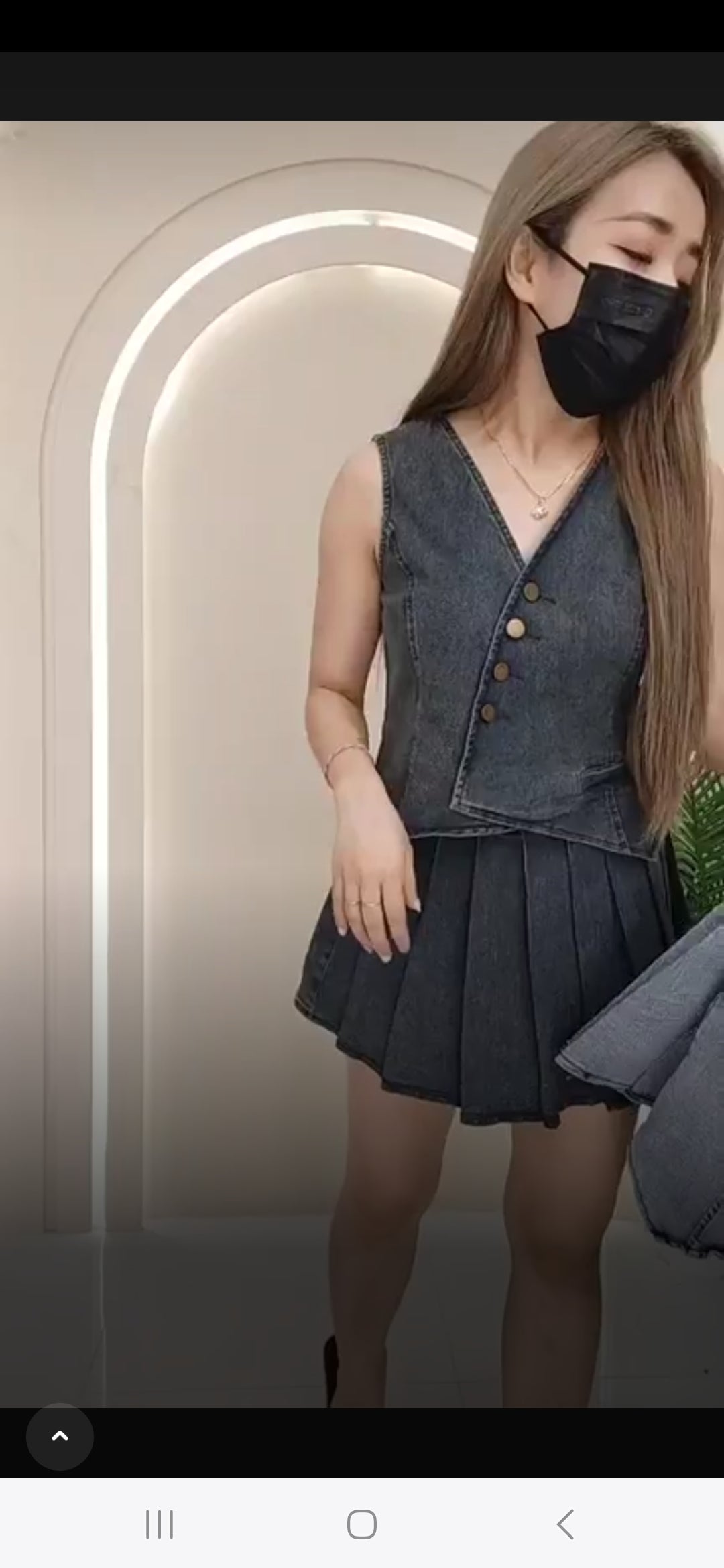 【SS121513】高品质两件式COTTON JEAN牛仔减龄马甲式套装 马甲式牛仔上衣➕百褶牛仔高腰裤裙 ❤️❤️【A-R2-C6】