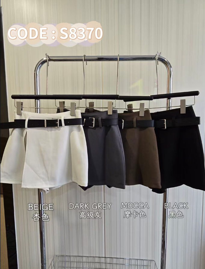 【S8370】🔆 精选预售 🔆 高品质甜辣风简约百搭西装裤裙 , 前后裙 内有裤子 ❤️ #附送腰带