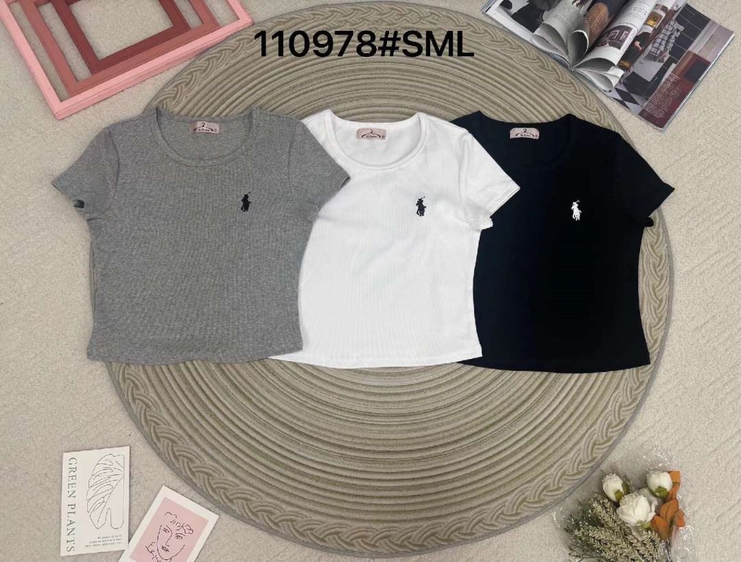 【T110978】高品质POLO刺绣螺纹超弹力百搭上衣 ❤️❤️