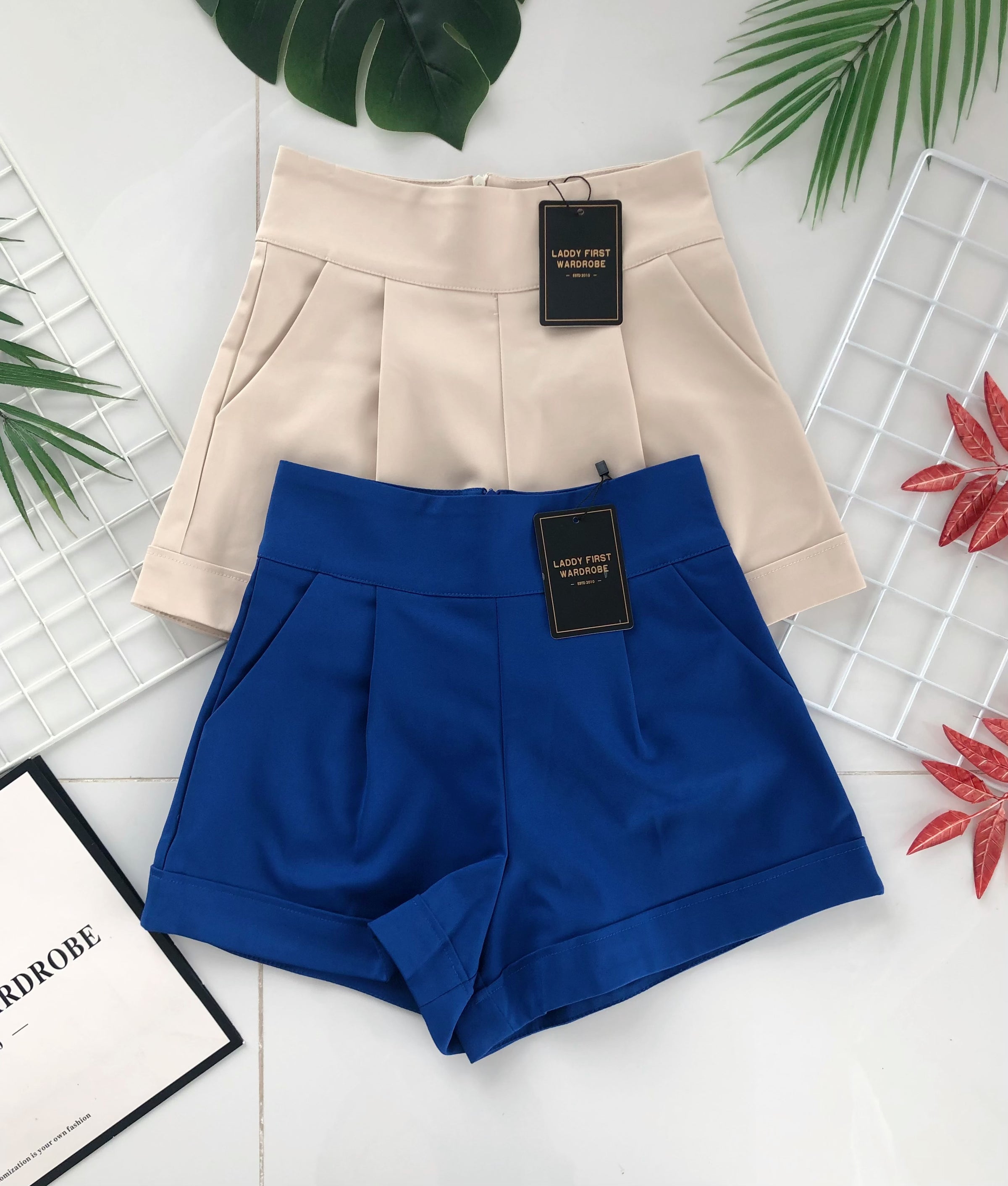 【S6422】✨独家爆单王✨ 独家定制款高品质简约日常西装万能高腰阔腿百搭短裤，有口袋 后中拉链 ❤️❤️ 【D-R1-C4】