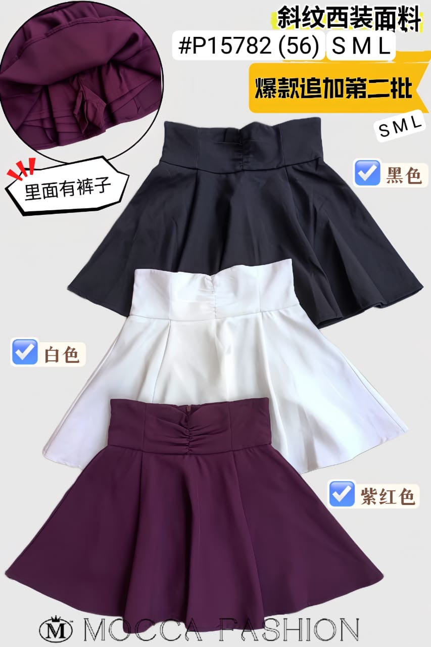 【S58022】西装高腰A line裙子 , 内有里裤 ❤️❤️