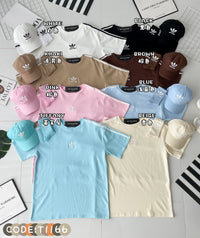 【O1166】高品质三件套男女同款圆领短袖三叶草刺绣Oversized 休闲上衣➕帽子➕袜子 ❤❤【A-RU-1】
