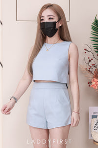 【SS3445】【LFW独家小圆饼】高品质两件式简约百搭短西装时尚套装 无袖西装百搭上衣,后中拉链➕万能西装高腰百搭短裤，有口袋 ❤️❤️ 【E-R2-C2】