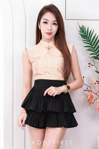 【S68135】【LFW独家小圆饼】【直播间搭配】双层蛋糕百褶荷叶边高腰显瘦西装裙子，内层防走光短裤 ❤️❤️ 【C-R3-C5】