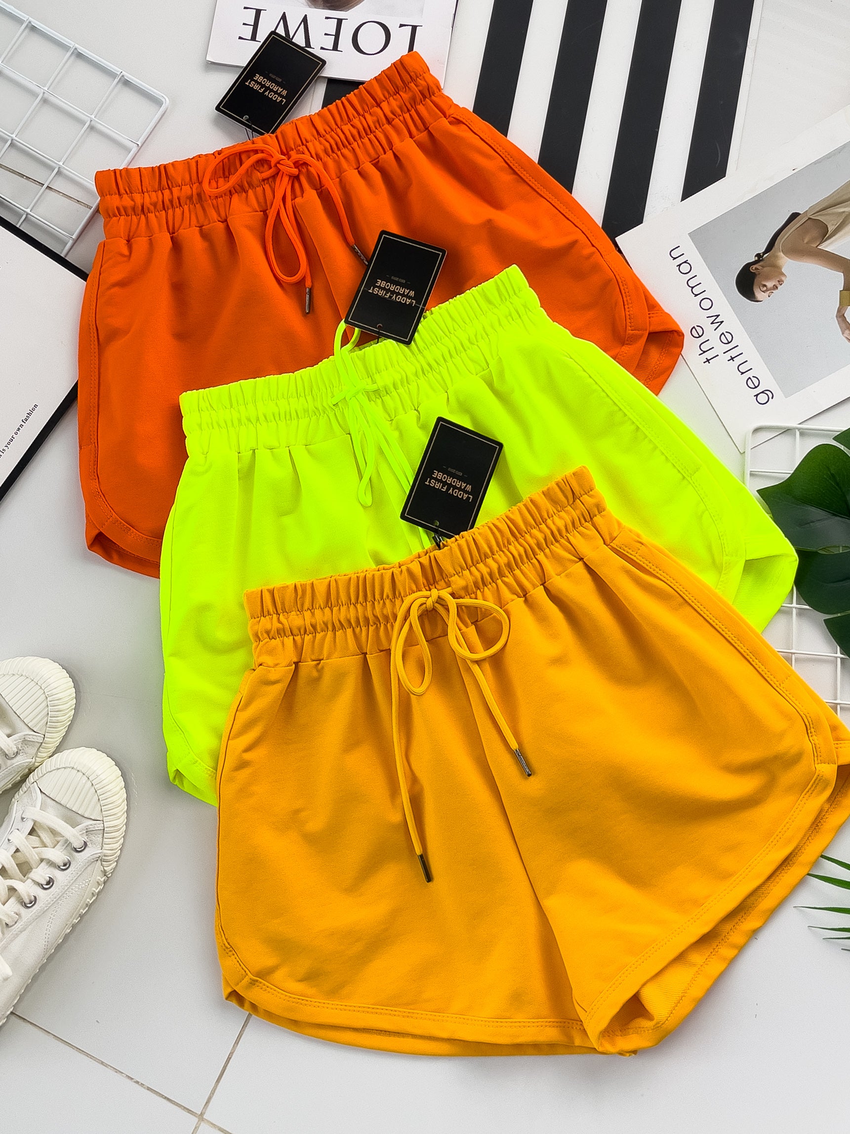 【S80597】独家爆款多巴胺色系卫衣棉质松紧弹力高腰休闲百搭短，有口袋 ❤️❤️ 【B-R2-C3】