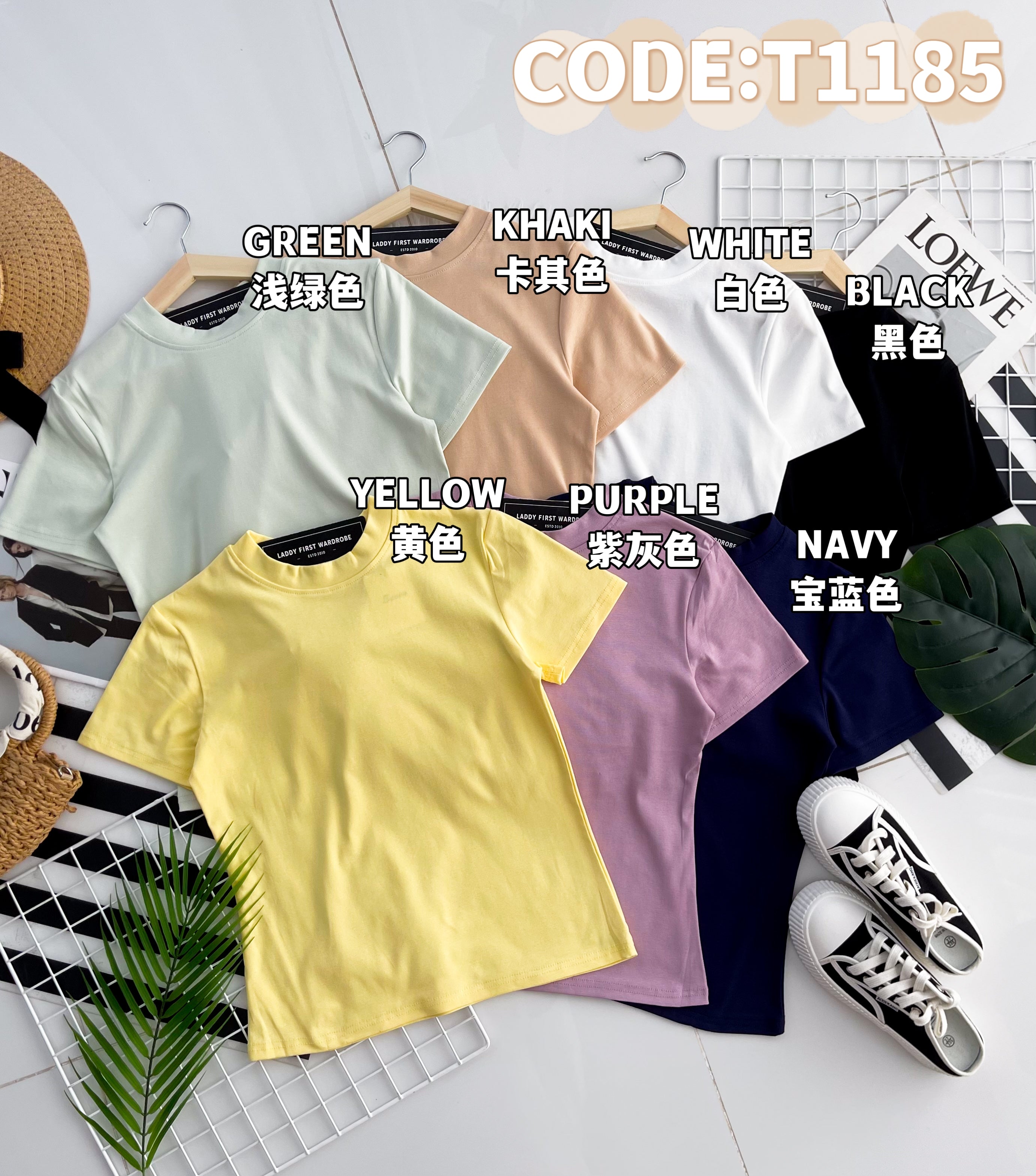 【T1185】高品质圆领短袖纯棉弹力休闲百搭上衣 ❤️❤️