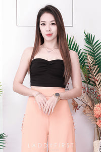 【T3398】V领小皱褶设计细带无袖纯棉弹力内搭上衣 ❤❤ 【B-R2-C4】