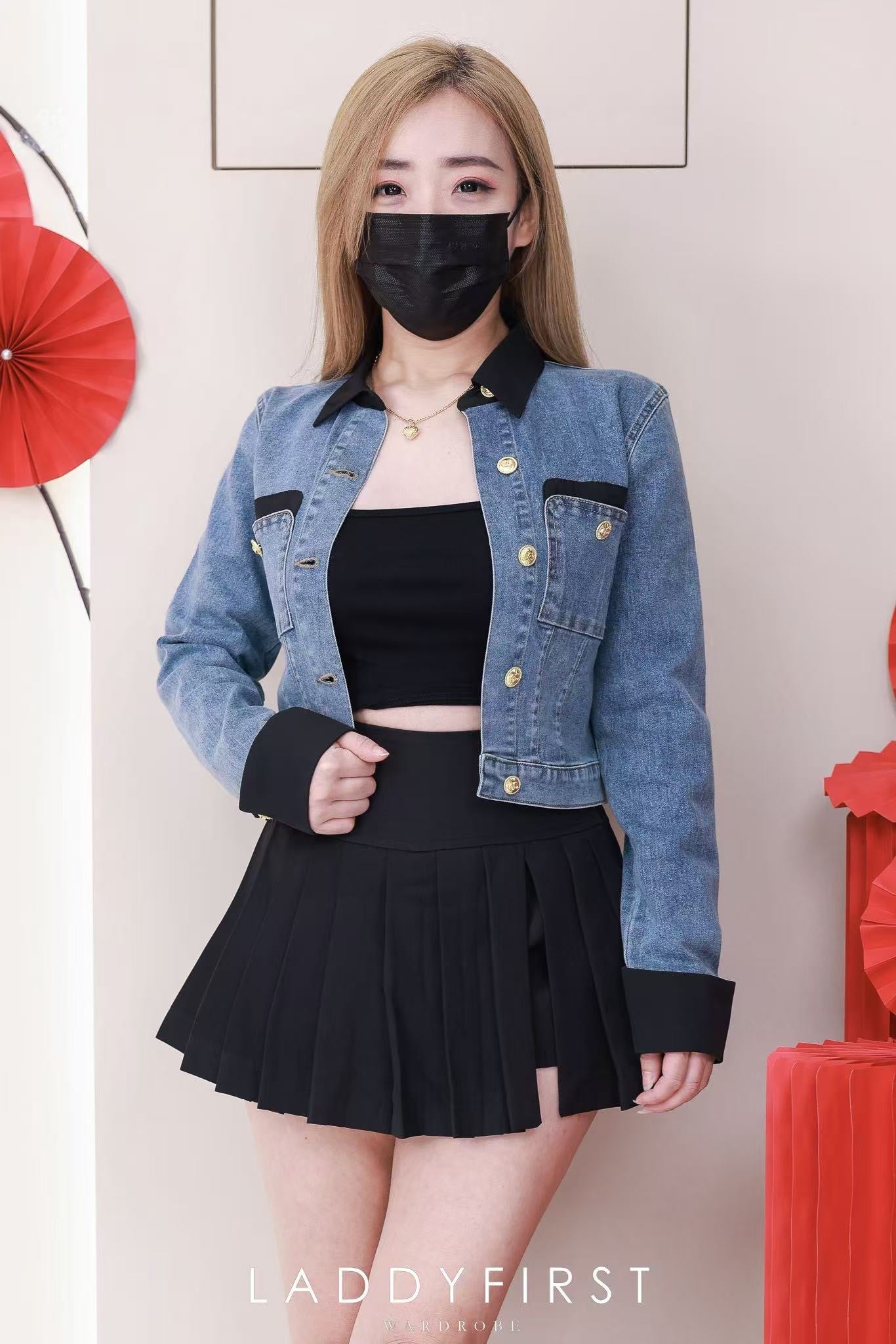 【JK3460】【LFW独家小圆饼】高品质COTTON JEANS精致纽扣翻领长袖百搭牛仔外套 ❤❤