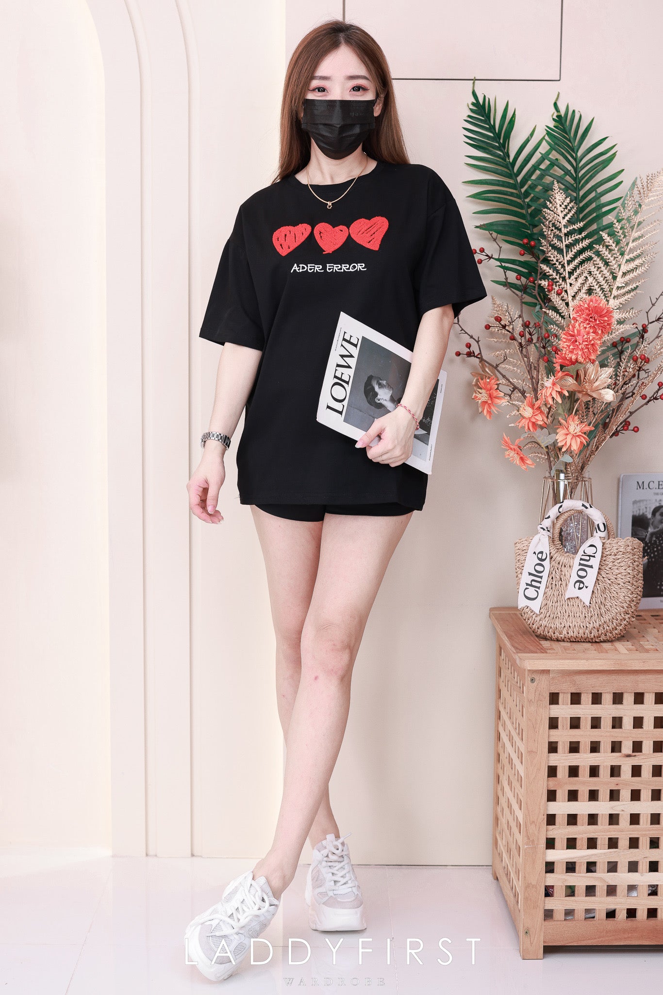 【O7600】爱心毛巾绣圆领短袖 Oversized 上衣❤️❤️