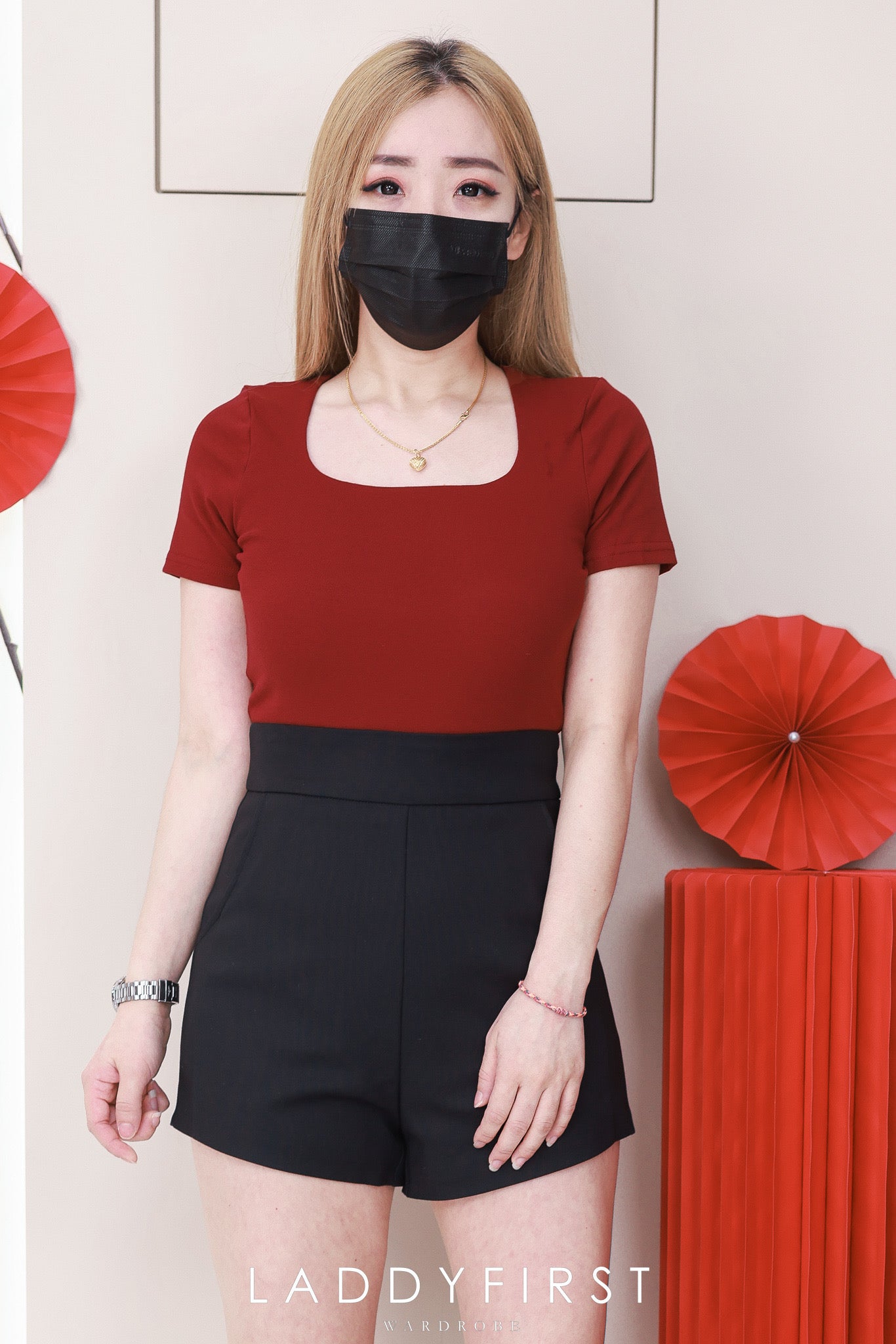 【T50152】LFW独家爆款高品质无痕双层方领短袖纯棉弹力简约日常百搭款上衣 ❤❤ 【A-R1-C3】