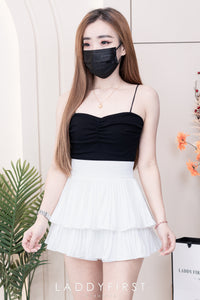 【S68135】【LFW独家小圆饼】【直播间搭配】双层蛋糕百褶荷叶边高腰显瘦西装裙子，内层防走光短裤 ❤️❤️ 【C-R3-C5】