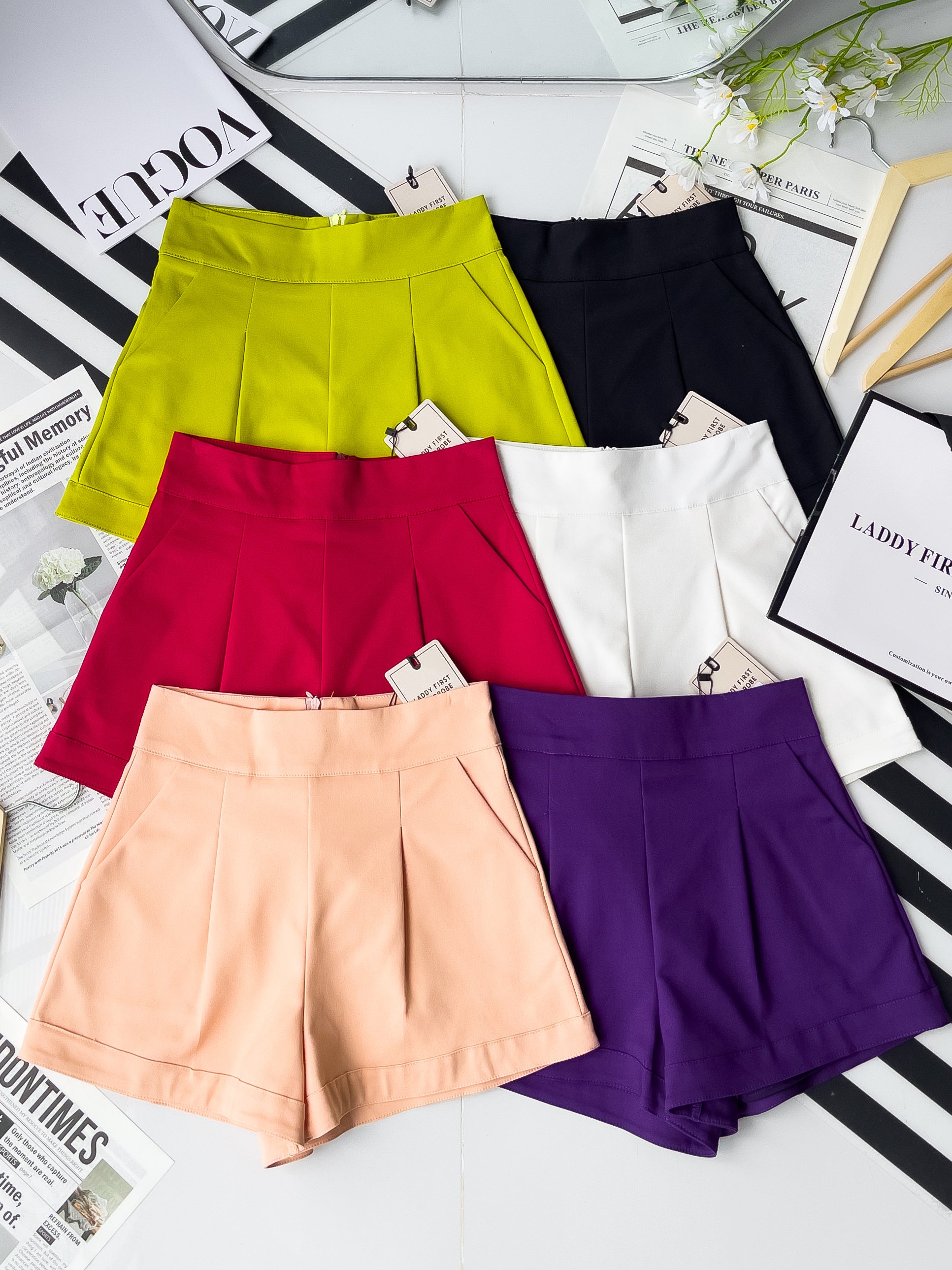 【S38643】独家爆款高品质版型绝美高腰显脚长高腰西装百搭短裤，有口袋 #内层有里布 #百搭必备 🔥🔥 【B-R2-C4】