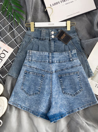 【S3439】【独家小圆饼】高品质COTTON JEANS牛仔弹力百褶设计牛仔高腰百搭短裤，有口袋 ❤️❤️ 【A-R1-C6】